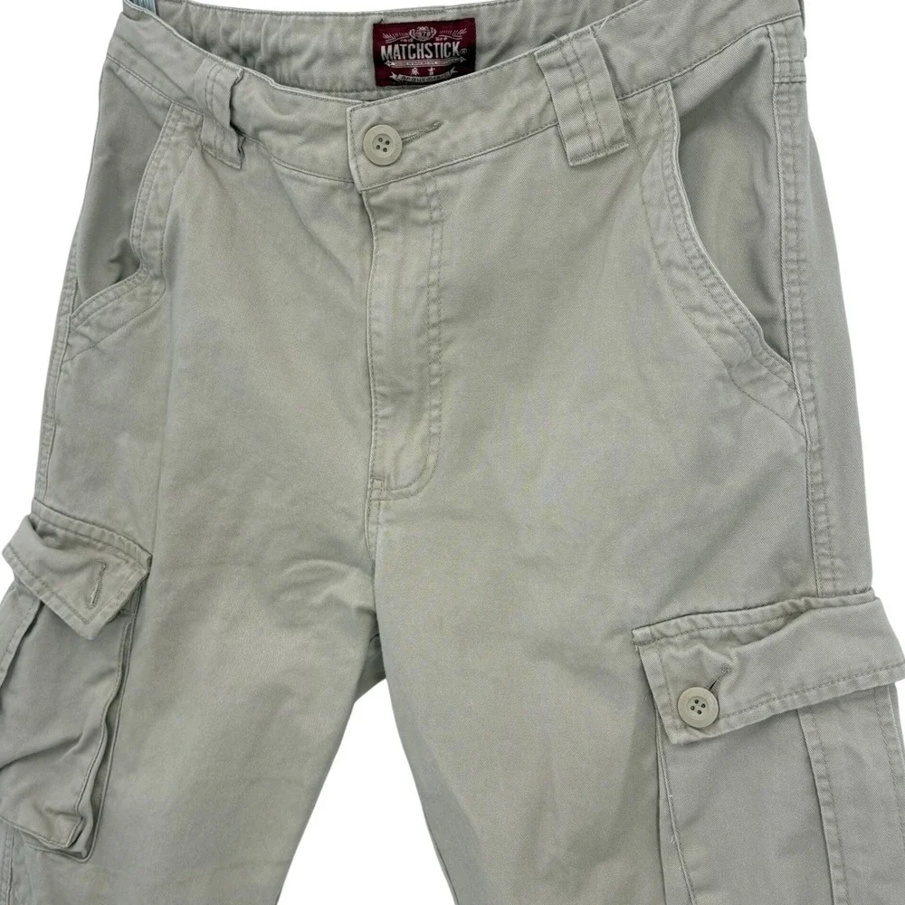 Matchstick Mens Khaki Cargo Pants Utility Workwear Multi Pocket‎ 34x31 Gorpcore